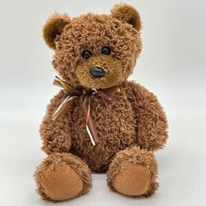 Ty Classic Plush HICKORY the Bear 14" Brown 2007 TySilk Ribbon Soft Teddy